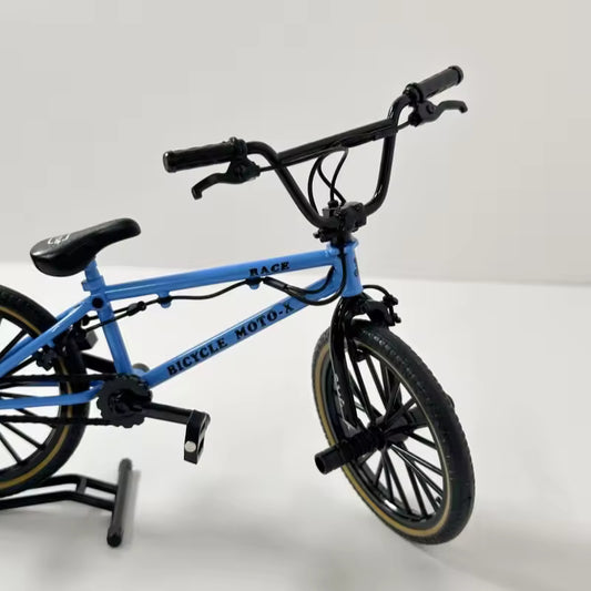 1:8 Mini Model Alloy Bicycle With Parking Rack Diecast Decoration Metal Mountain Finger Blue Bmx Bike Simulation Gifts Boys Toys