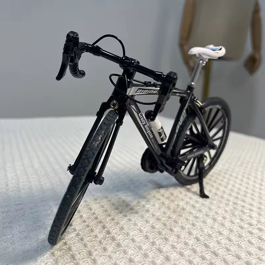 1:8 Mini Model Alloy Black Bicycle Diecast 19cm Metal Finger Adult Bike Simulation Collection Gifts Toys Girls